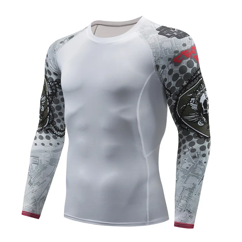 Майка MMA Мужской гидрокостюм с длинным рукавом Muay Thai футболки Gi BJJ Jiu Jitsu MMA компрессионная рубашка для фитнеса тренажерный зал боксерские майки - Цвет: H