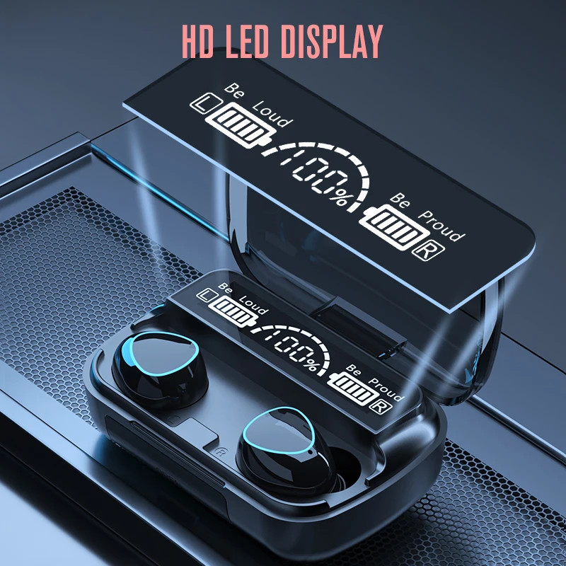 Беспроводные наушники M10 Bluetooth BlueTronix водонепроницаемые с внешним аккумулятором 3D
