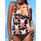 Бикини с V-образным вырезом и контролем живота, женский купальник, сексуальные пляжные купальные костюмы с низкой талией, Танкини с лентами, боди из двух предметов, 2022