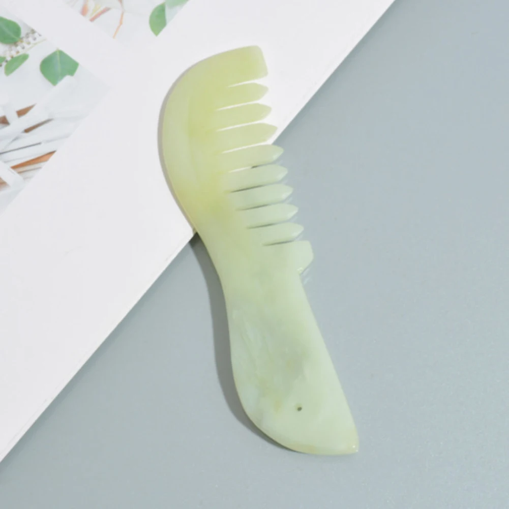 

Natural Jade Hair Comb Head Scalp Massage Retro Large Tooth Jade Comb Promote Blood Circulation Condition Hair Prevent Hair Loss
