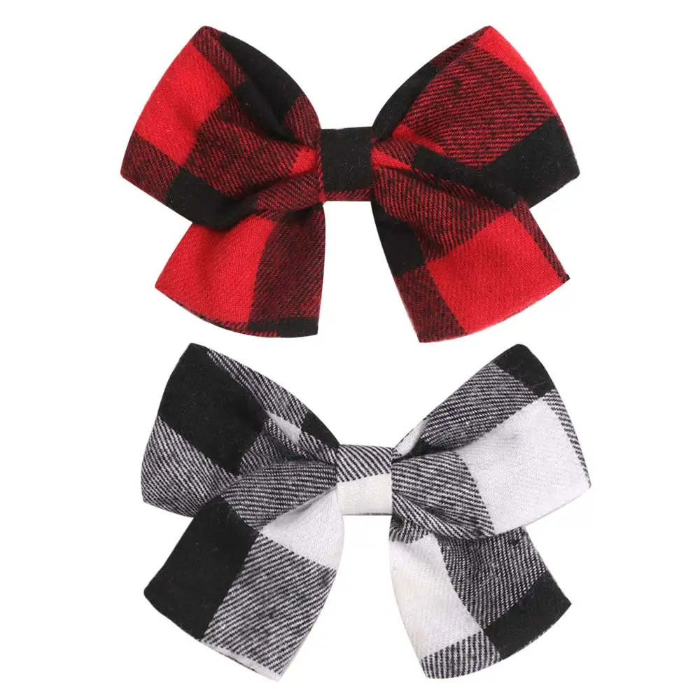 

CN 4 Inch Cute Plaid bow Hair Clips For Kids Children Sweet Hairpins Hair Clips Barrettes Fashion Bow Accessories Bow Barrettes