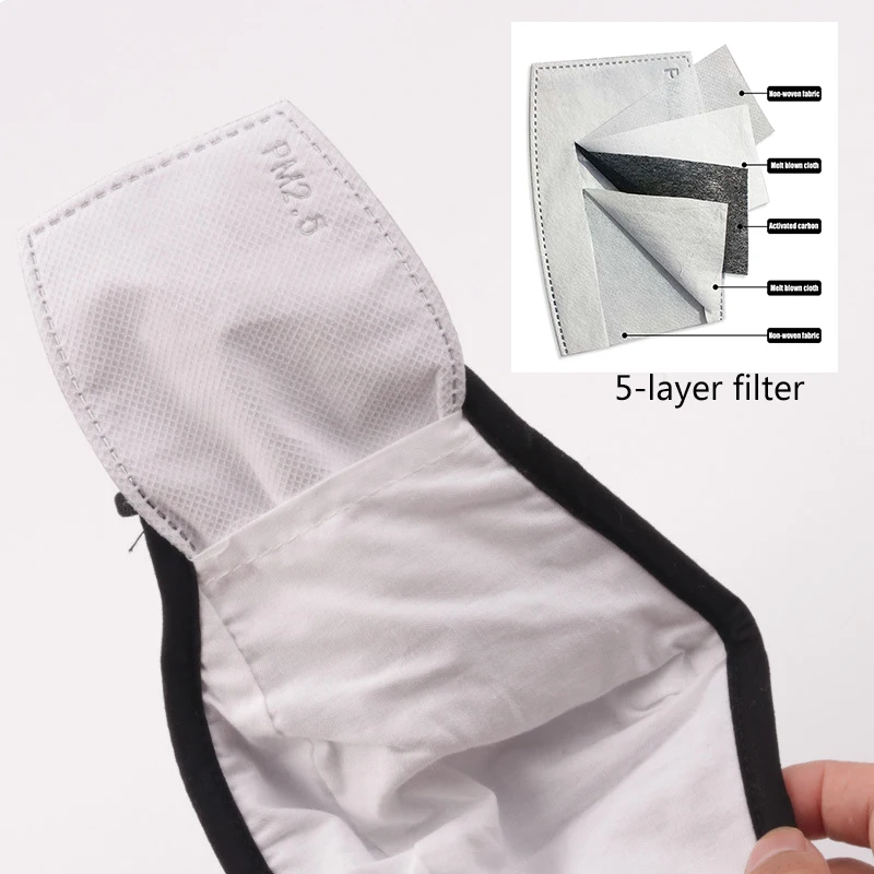 1 шт. забавная хлопковая маска с принтом выражения лица и 5 слойным фильтром