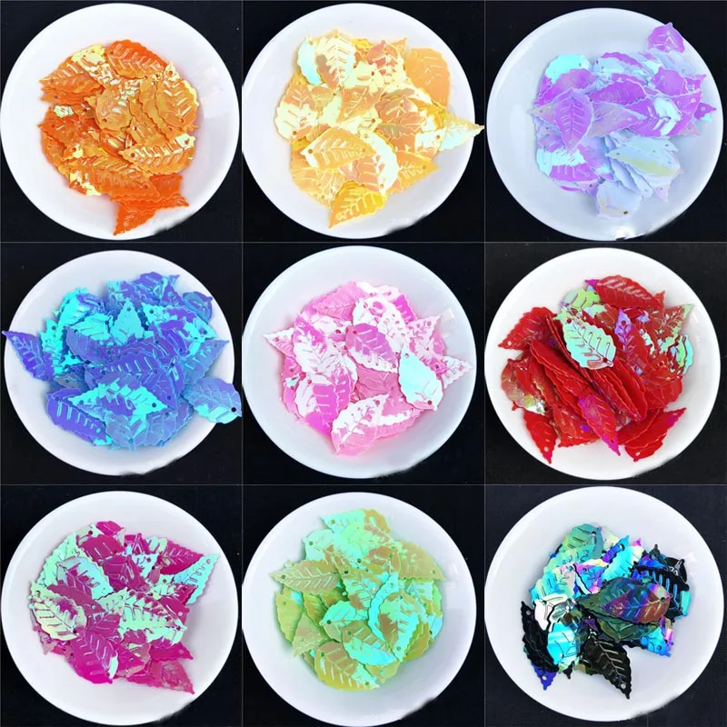 

22mm leaf shape PVC bulk sequin clothing hat shoes leaf decoration material earrings pendant