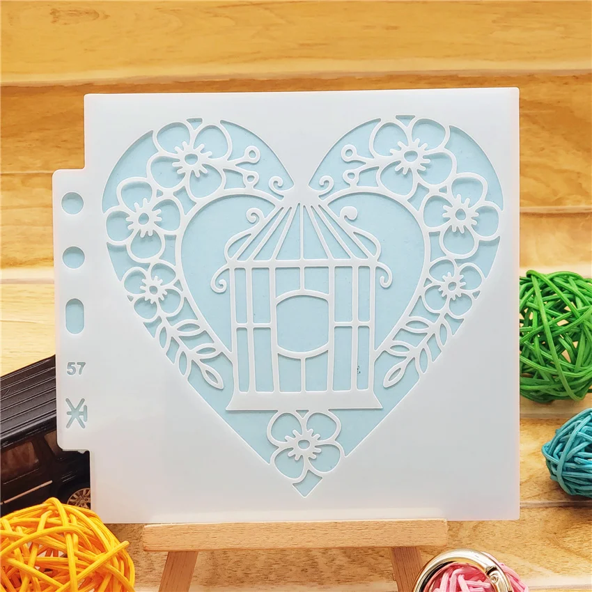 13x14cm Flowers cage Scrapbook Stencils Spray Plastic Mold Shield DIY Cake Hollow Embellishment Printing Lace Ruler Valentine | Дом и сад