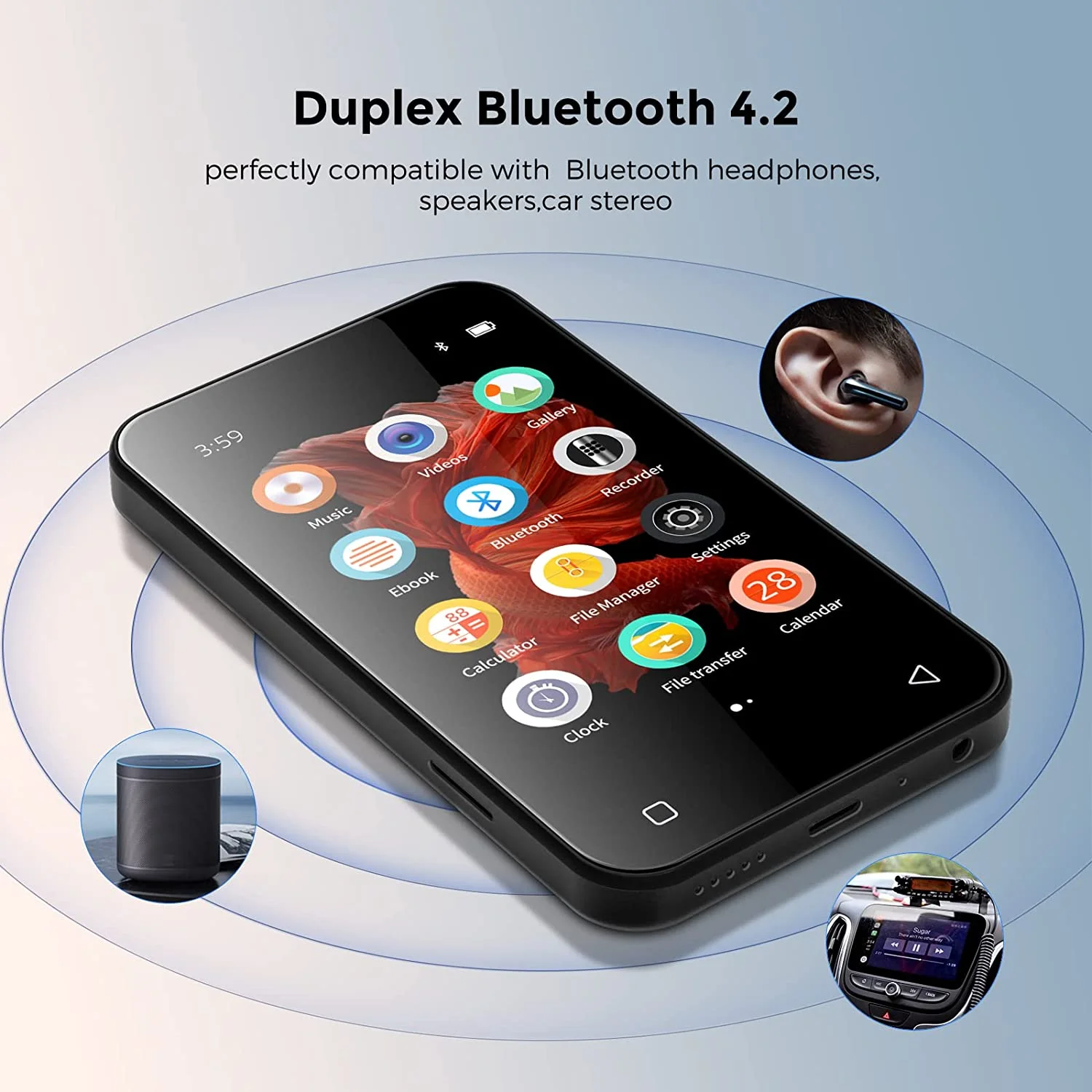 Портативный Wi-Fi bluetooth MP4/mp3-плеер 4 0 дюймовый полный сенсорный экран с диктофоном