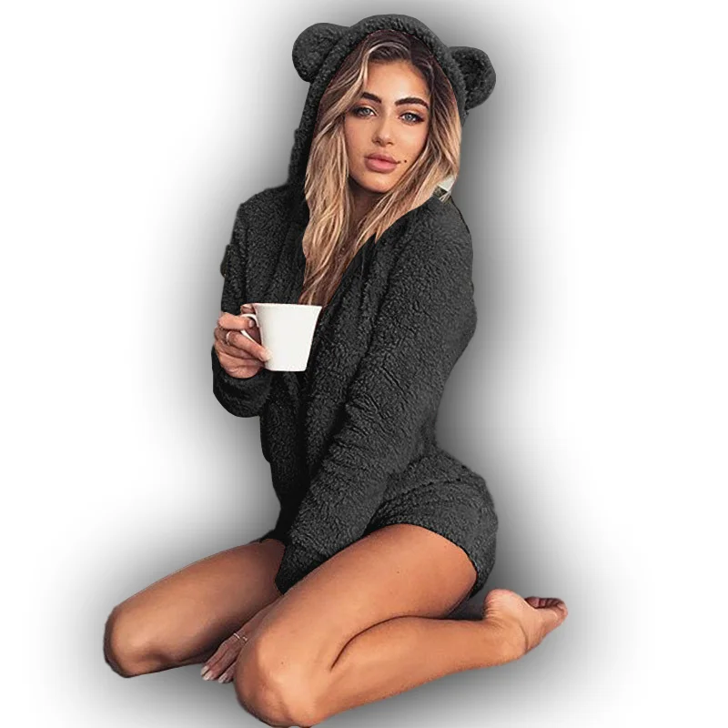 

Winter Warm Onesies For Adults 2021 Women Warm Pajamas Fleece Hooded Animal Onesie Pyjamas Jumpsuit Sexy Sleepwear Plus size 5XL