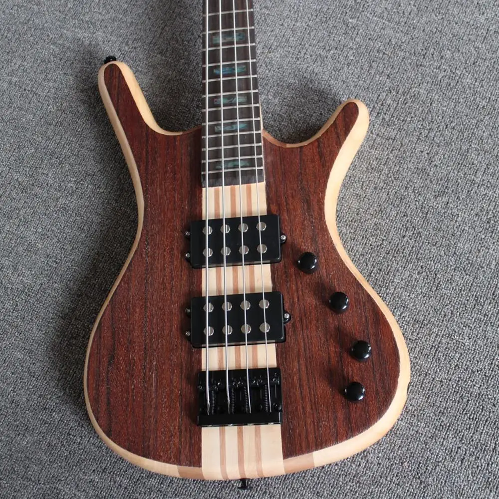 Шея через тело 4 струны электрогитары Гитара шпон розового дерева Топ бас гитара
