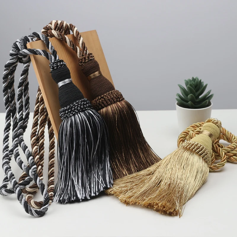

1Pc Polyester Tassel Curtain Tieback Handmade Hanging Ball Tassels Fringe Curtains Holder Buckle Rope Decor Room Accessories