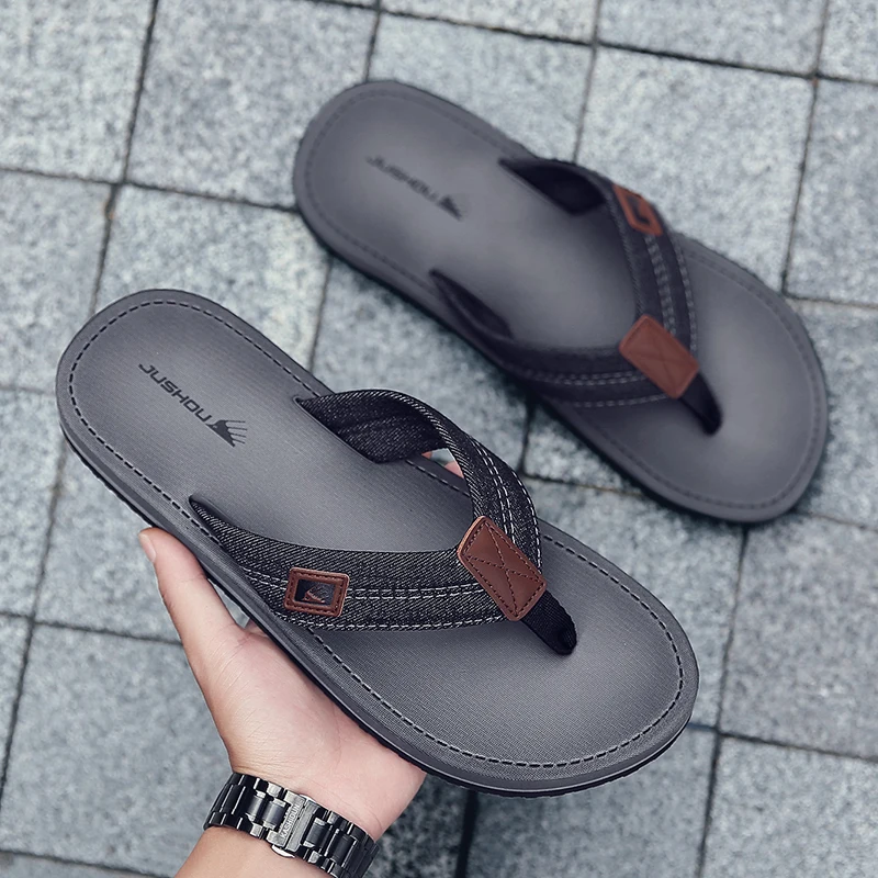 

Summer Slippers Color Matching Classic Bathroom Men's Flip Flop Hand Splicing Men's Sandals Breathable Slippers Home Size