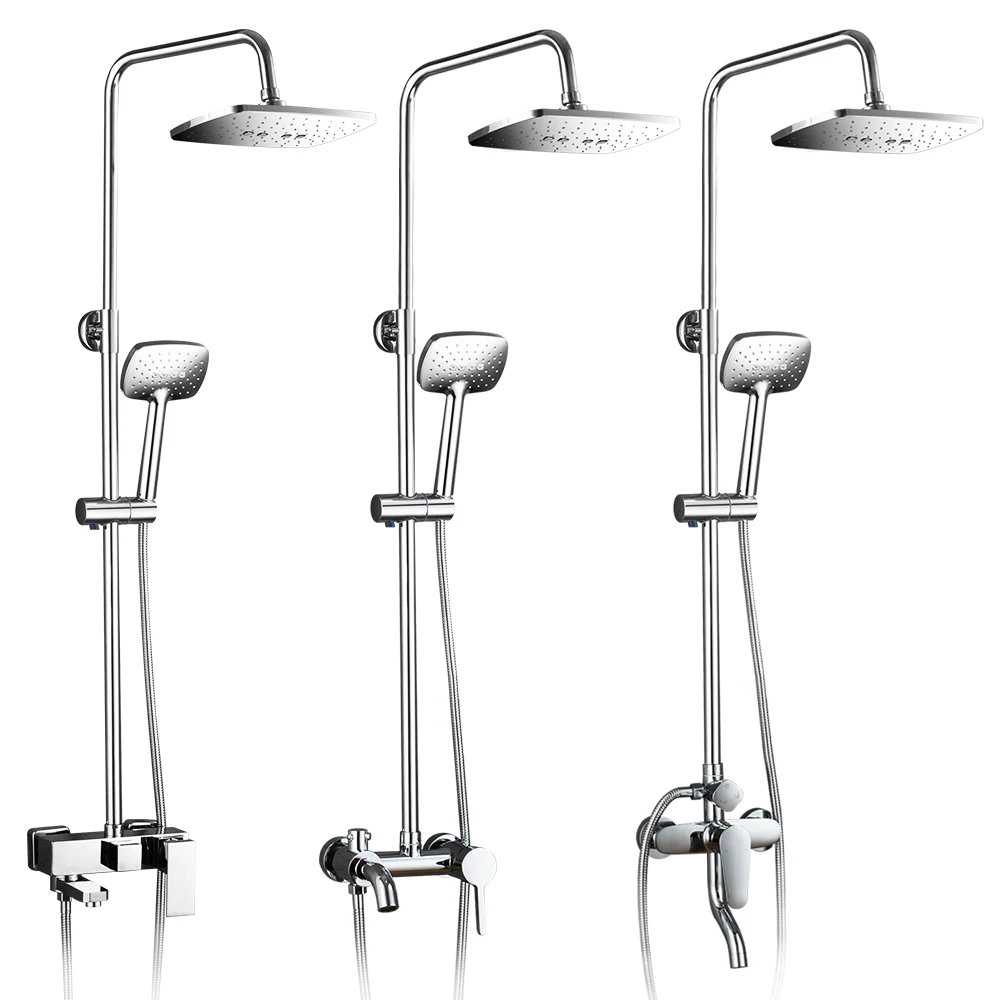 Shower Faucets with 8 inch Head 3 functions Set Bathroome Hot Cold Water Mixer Chrome With Soap Dispenser | Обустройство дома