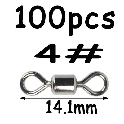 100pcs size 4 100 шт. черный 8 Форма Вращающийся шарнир для рыбалки поворотный крюк с защелкой соединитель двойное твердое кольцо рыболовный аксессуар Клеммная Снасть - Цвет: 100pcs size 4