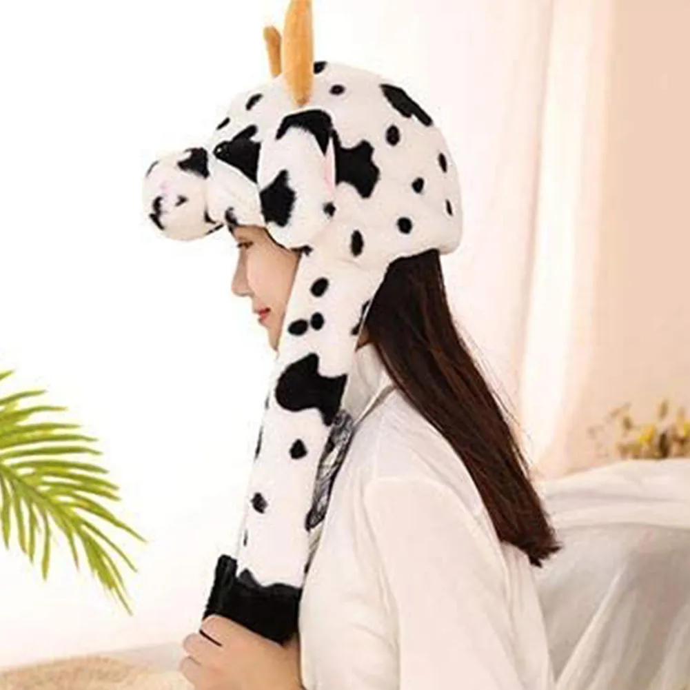 

Cute Cartoon Plush Animal Cow Warm Beanie Hat Winter Children Kids Boys Girls Thicken Warm Fluffy Cosplay Costume Cap