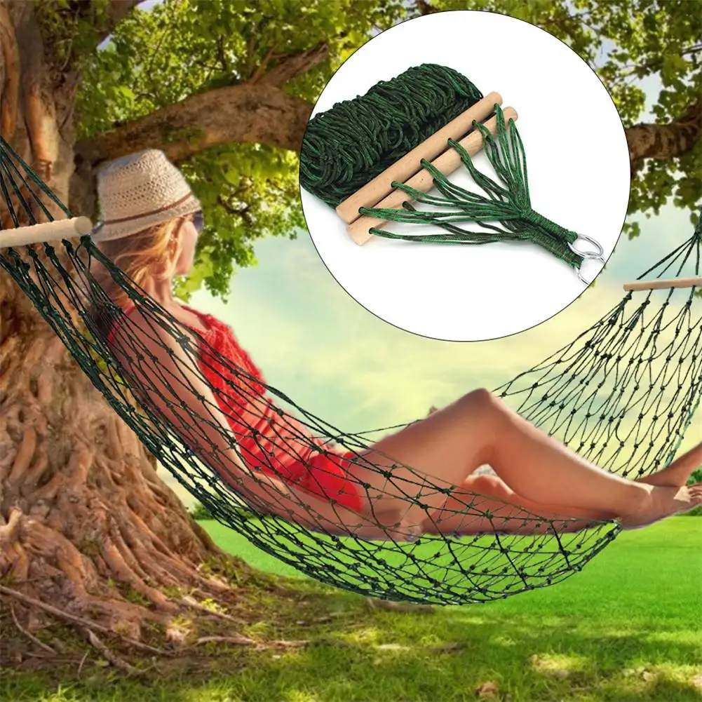 

Portable Nylon Mesh Hammock Net Sleeping Bed Hamaca For Outdoor Patio Porch Garden Travel Camping Blue Green Red Hamac