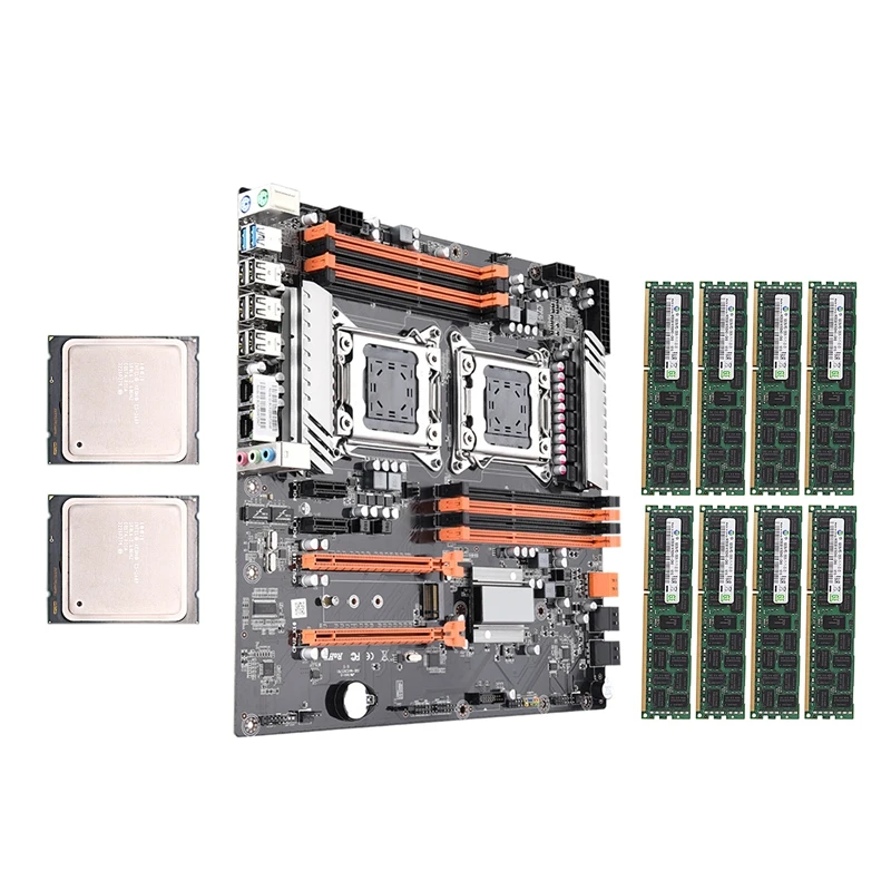PPYY X79 двойной процессор LGA2011 материнская плата с Intel E5 2689 8 Ch 8x8GB 64G 1600Mhz DDR3 ECC