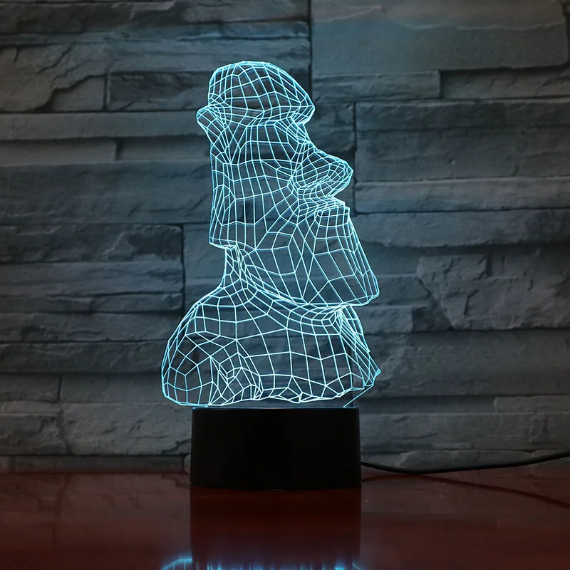 3d лампа с пасхальным островом камень Moai|Ночники| |