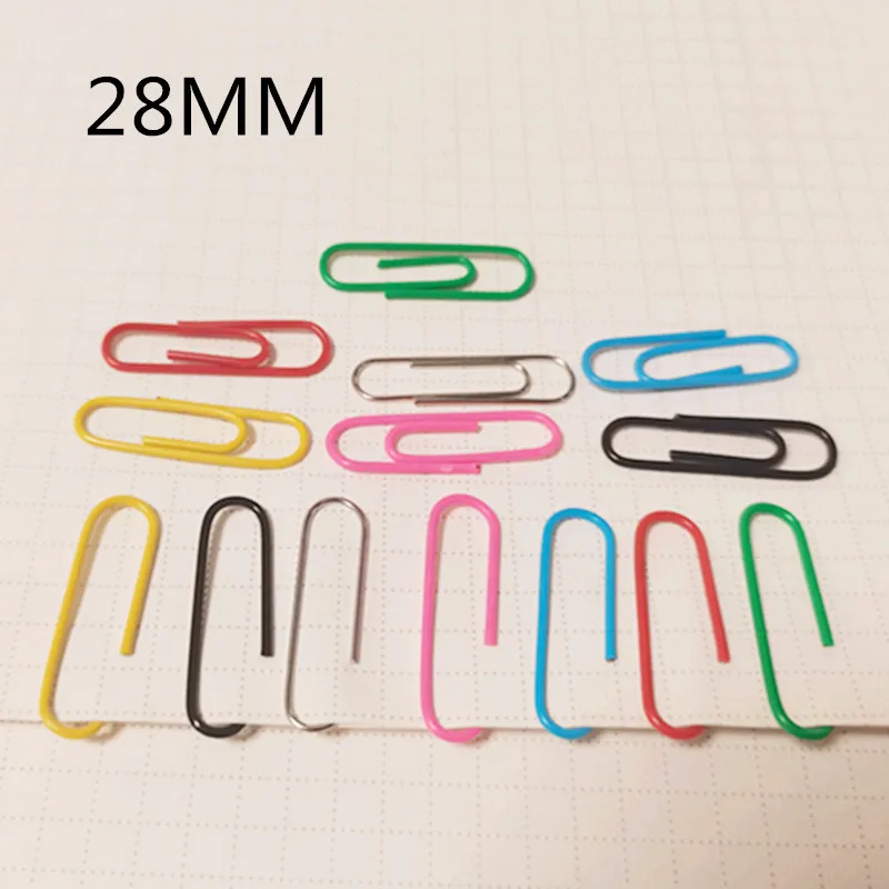 

100PCS28MM color plastic-coated paperclip paperclip office, learning and household binding supplies