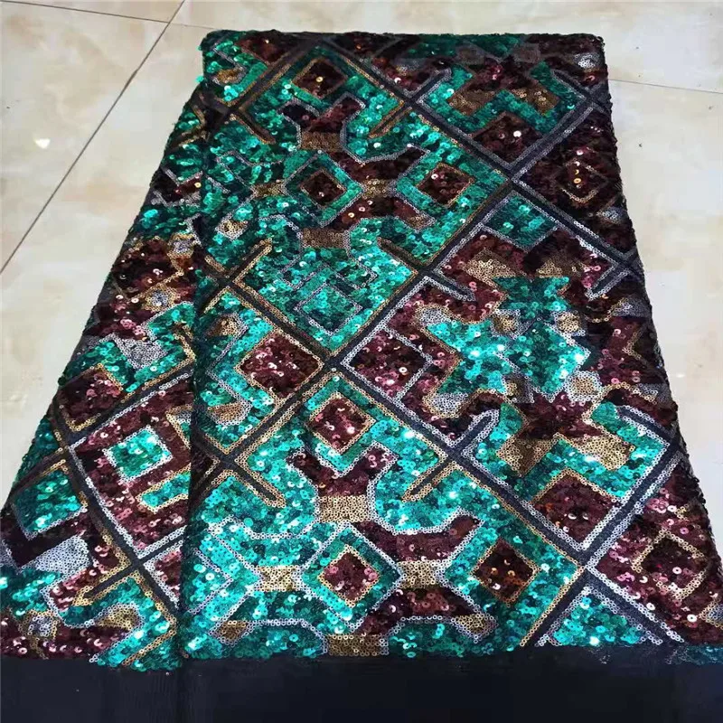 Африканская кружевная ткань с блестками 2020 Высококачественная зеленая