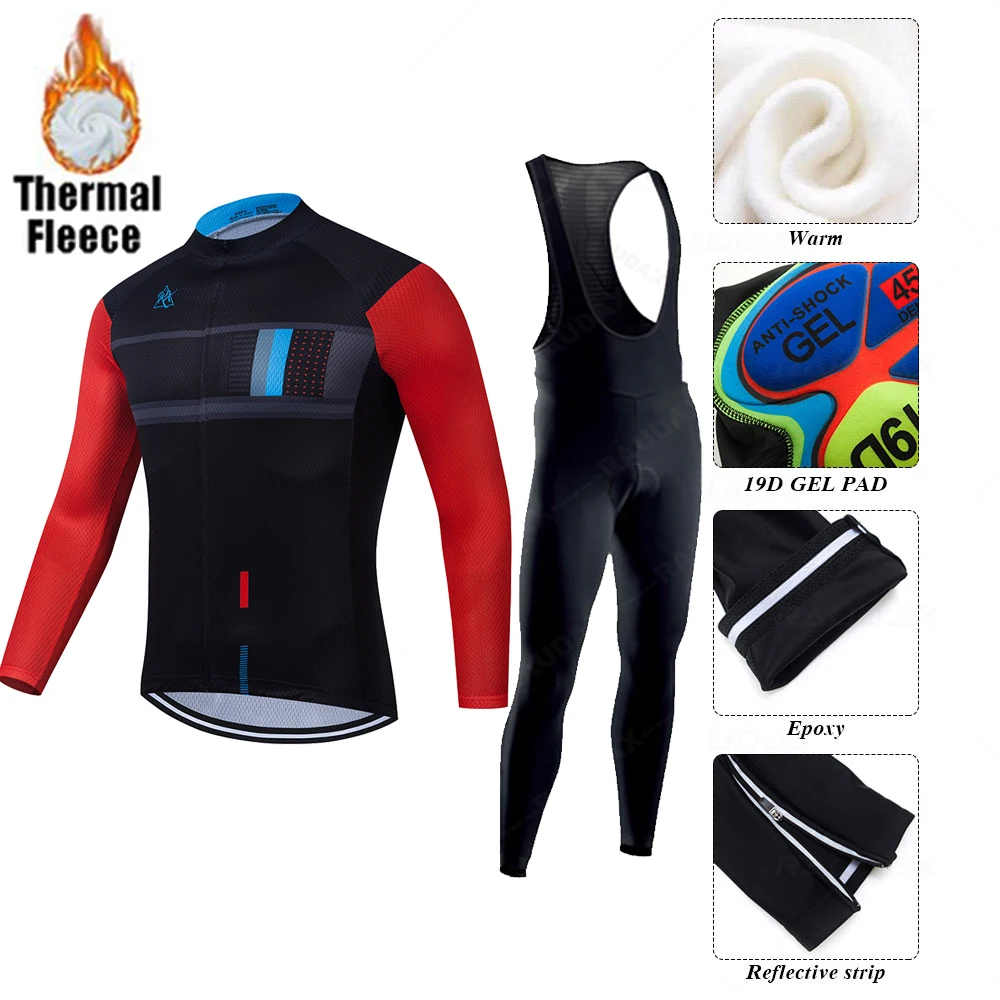 

Raudax 2021 Winter Thermal Fleece Cycling Jerseys Sets Bike Team Men's Cycl Clothing Ropa Ciclismo Hombre RX MTB Bicycle Clothes
