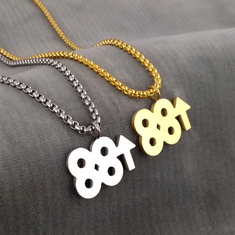 

JUCHAO Hip-hop Personality Trendy Men Women Rap Accessories Rich Brian 88 Rising Necklace Titanium Steel Pendant Jewelry