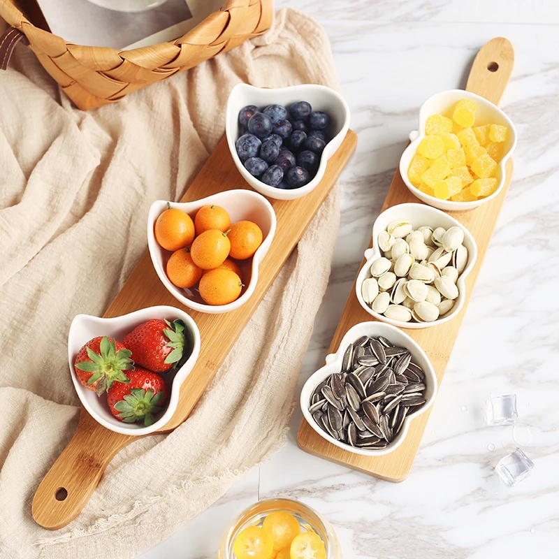 Чистый Женский деревянный поднос из бамбука креативное 3 блюда фрукты блюдо