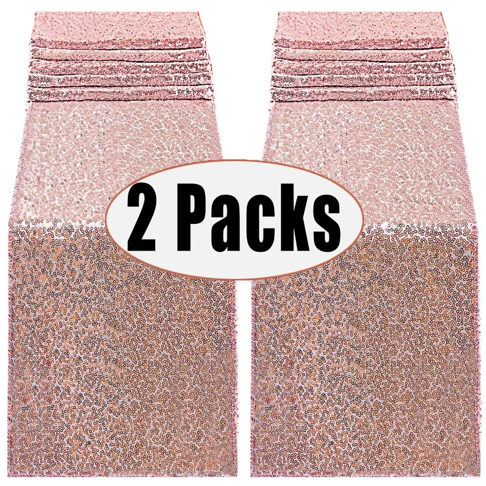 2pack Rose Gold Sequin Table Runner for birthday wedding Xmas New Year Festival party decoration