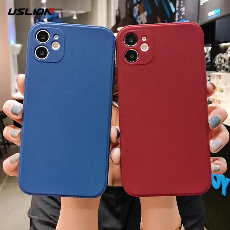 Защитный чехол USLION для телефона с камерой карамельного цвета iPhone 11 Pro Max X XR XS 7 8 7Plus