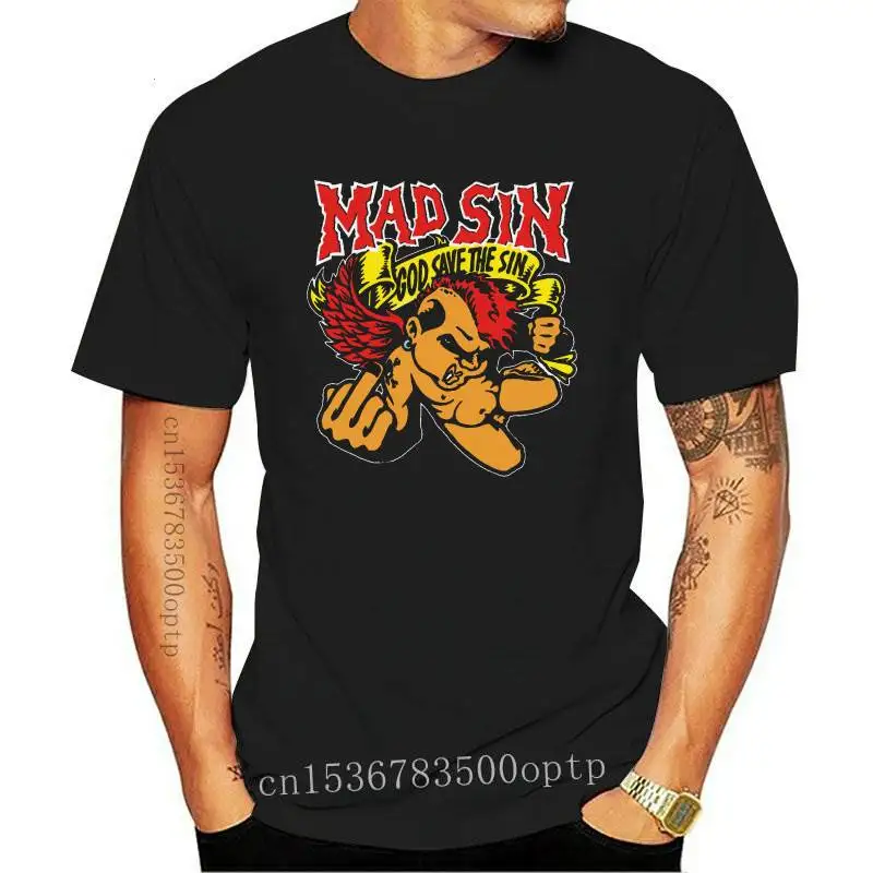 

Mad Sin God Save The Sin Punk Rock Black Mens T-Shirt Cotton S-XXXL Size