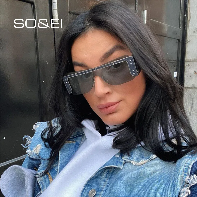 

Солнцезащитные очки унисекс SO & EI, цельные, прямоугольные, без оправы, UV400
