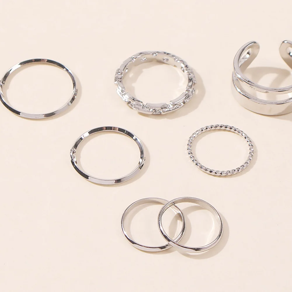 

Fashion 7Pcs/Set Punk Rock Gold Stack Plain Band Midi Mid Finger Knuckle Rings Set for Women Gold Thin Ring Jewelry Gifts R0265