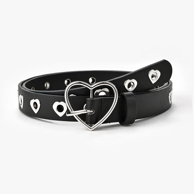 

New sweetheart buckle with adjustable ladies luxury brand cute Heart-shaped thin belt high quality punk fashion belts