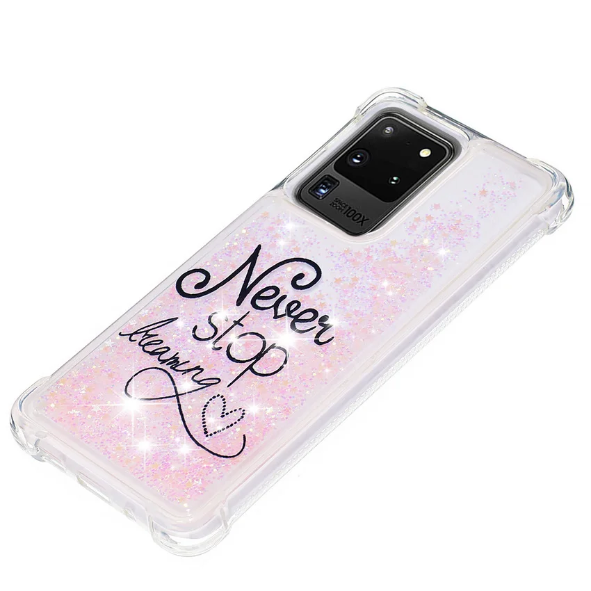 

Liquid Quicksand Phone Case for Galaxy S20 Ultra Note 10 S10e S8 S9 Plus S7 S6 Edge S5 Cute Funda Four-corner Shockproof Coque