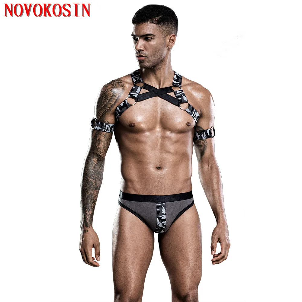 

2020 мужской боди, модный мужской сексуальный Камуфляжный костюм зоны связывания, Униформа, сексуальное нижнее белье для ночного клуба, компл...