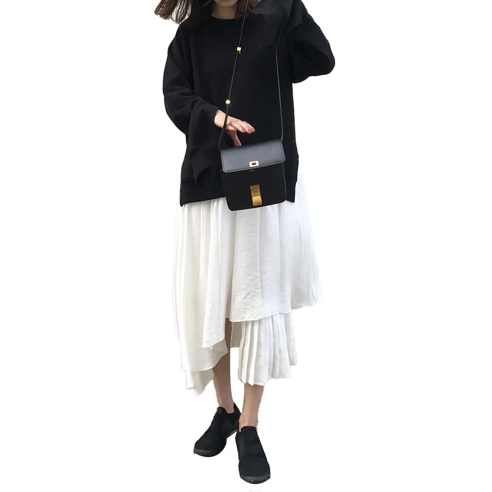 

Two Piece Sets Hoodies Skirt Women New 2020 Spring Autumn Fashion Solid Color Casual Female Slim Long Dress Round Sweatshirt