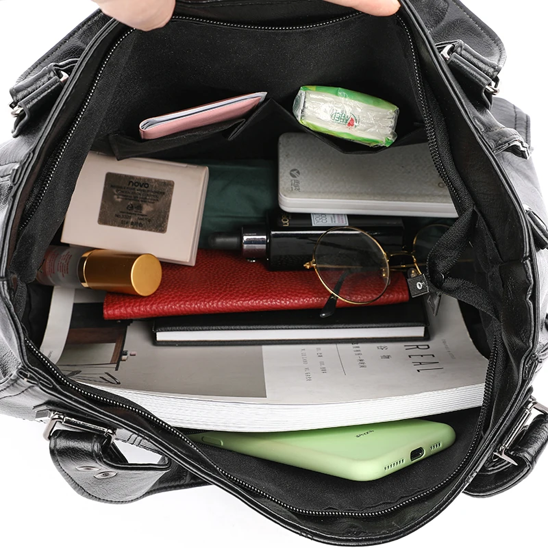 

Women's Large Capacity Plaid Pattern Tote Hobos Soft PU Leather Elegant Shoulder Bag Female Casual Style Simple Crossbody Bags