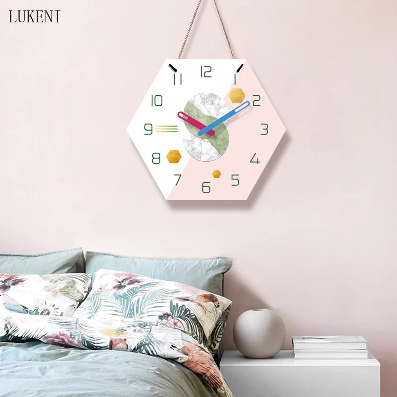 

Simple geometry Hexagonal 14-inch lanyard wall clockwall decor home decor