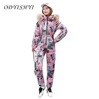 winter outdoor ski women snow coat hooded real fur collar womens parka jumpsuits casual suit set short down padded jacket 2021