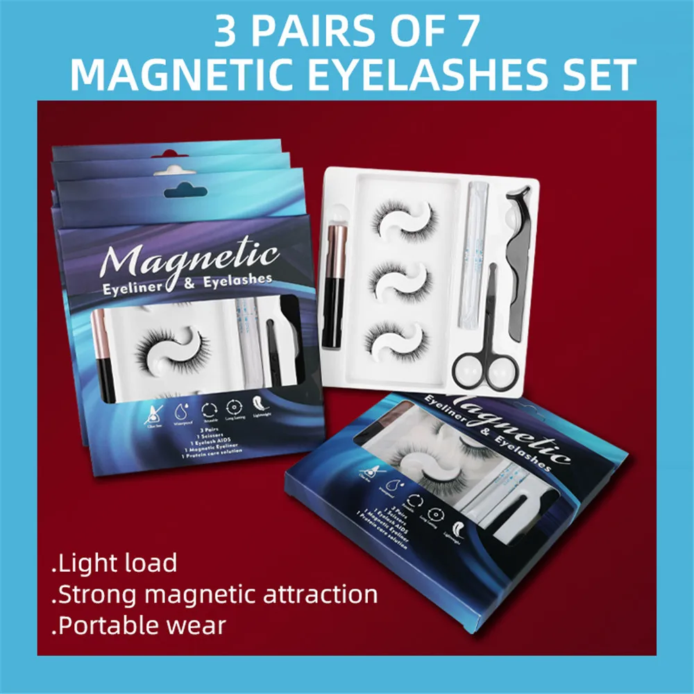 Reusable Magnet Eyelashes Liquid Eyeliner &Tweezer Set Protein Care Solution Magnetic False Eyelashes ресницы pestañas postizas