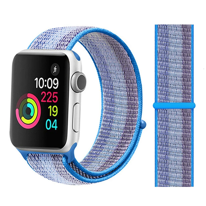 Tahoe Blue Stripe Нейлоновый ремешок для Apple Watch серии 5 42 мм iwatch 44 мм ремешок 38 мм 40 мм iwatch sreies 4 3 2 pulseira браслет ремешок для часов - Цвет ремешка: Tahoe Blue Stripe