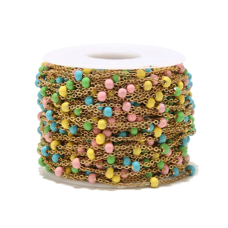 Красочные из нержавеющей стали 3 5 мм эмалированный шар бисера позолоченные