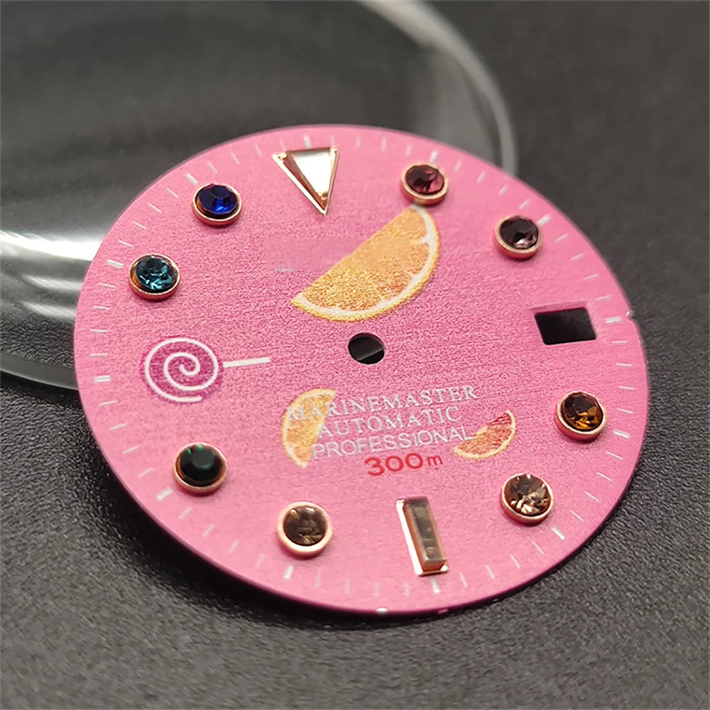 1 PCS Color Diamond Watch Dial Pink Stainless Steel Modified for NH35A Automatic Movement | Электроника