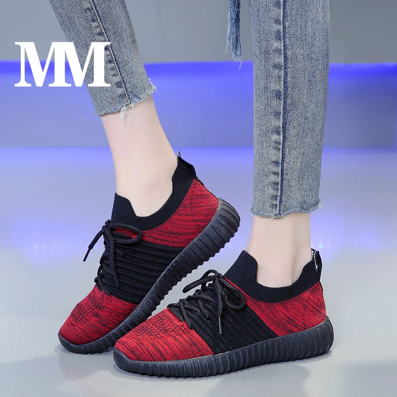 

Women's Low-Top Sock Shoes Casual Shoes Platform Sneakers Mesh Breathable Comfortable Black Multicolor Shoes Rubber Soft Bottom