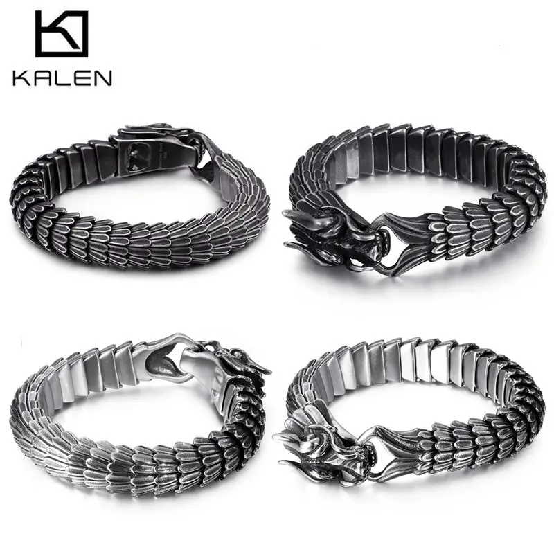 Кален панк животное талисман дракон браслет для мужчин нержавеющая сталь matteshini