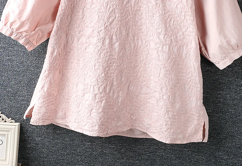 

2020 New Summer Women Blouse Japan Style Literary O-Neck Cotton and linen Loose Pullover Short Sleeve Embroidered Shirts Women