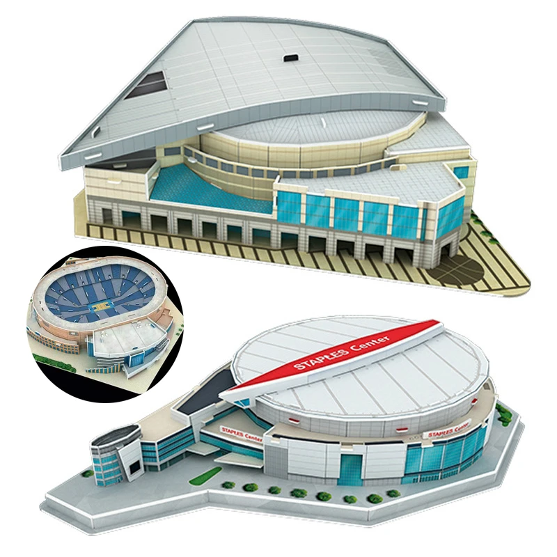 

DIY 3D Puzzle World Basketball Arena American Basketball Court Assembled Architectural Model Children's Educational Toy Gifts