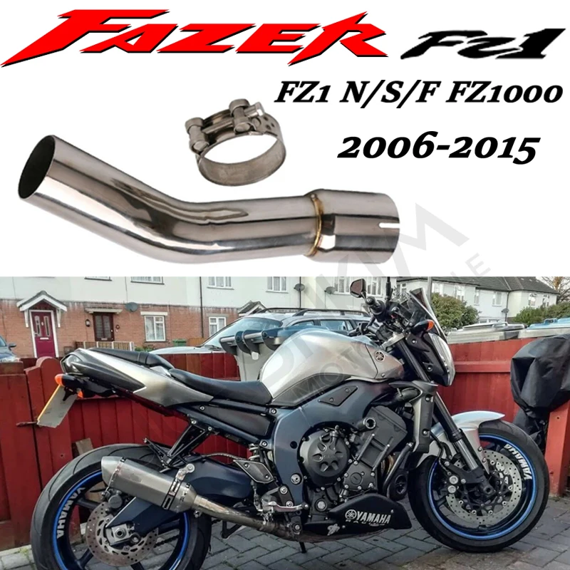 FZ1000 Slip On For YAMAHA FZ1 FZ1000 FZ1N N S F FZAER ZX1000 2005-2016 Link Pipe Motorcycle Exhaust Middle Pipe Round Muffler