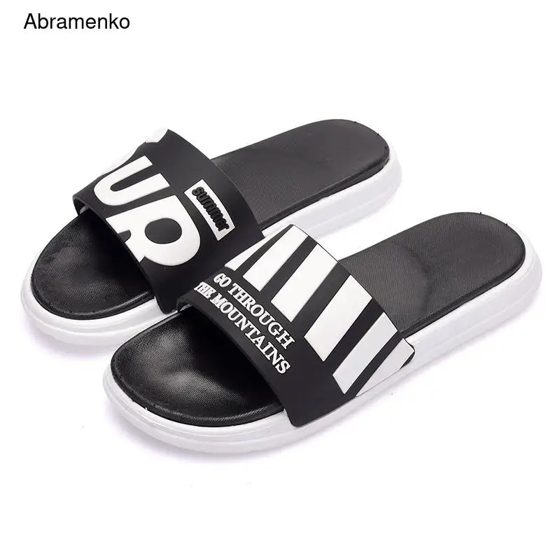 

Fashion Slippers for Men Flip Flops Male Slides Soft Black and White Stripes EVA Casual Summer Shoes Zapatos Hombre Size 39-45