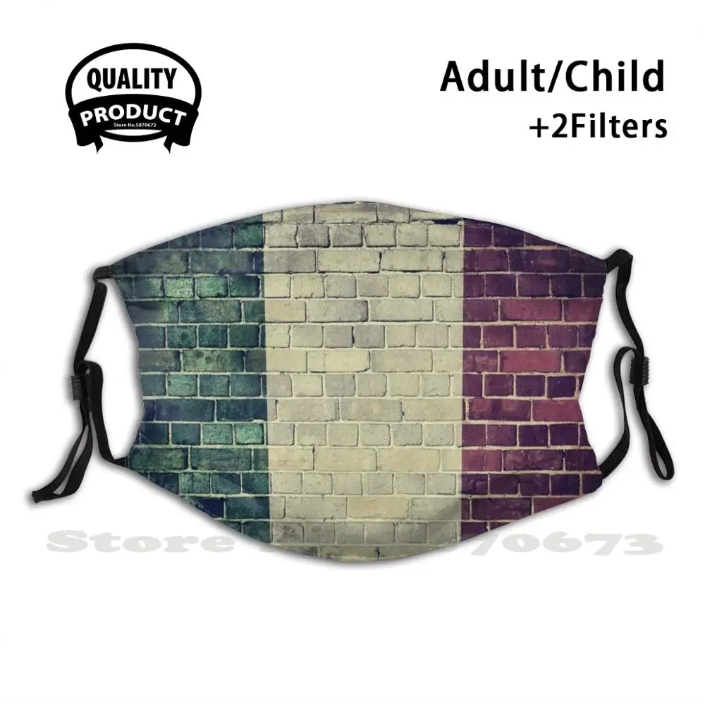 

Винтажный флаг Италии на кирпичной стене маска для лица от пыли моющийся фильтр многоразовый крутой флаг на стену флаг Италия флаг на стену ...