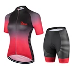 2021Xama Pro женские черные красные градиентные цвета с коротким рукавом велосипедные Джерси наборы нагрудники брюки комплект для женщин Mujer Maillot Mujer