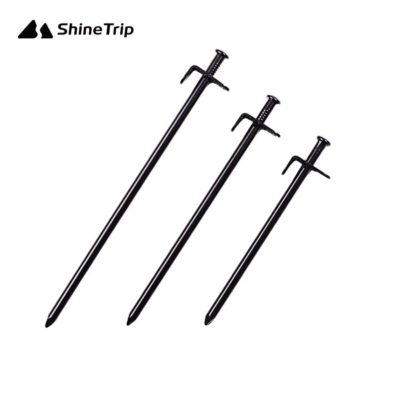 

ShineTrip 4pcs Forged Steel Burly Tent Solid Stakes Heavy Duty Camping Nails Tent Pegs with Electroplated Coating 20cm 30cm 40cm