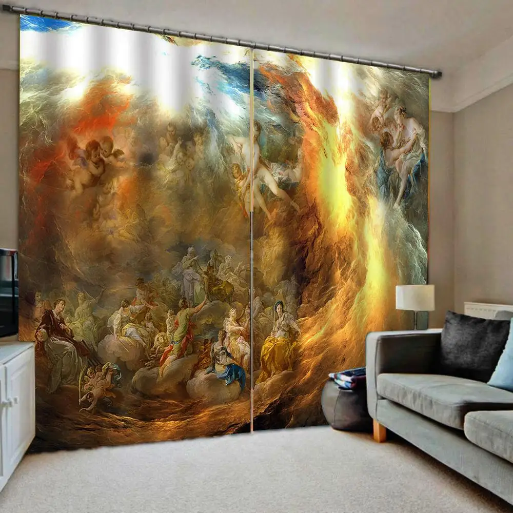 Европейские желтые затемняющие занавески 3D для гостиной спальни размер на